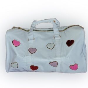 Stoney Clover Lane Classic duffle white custom heart patches nwt